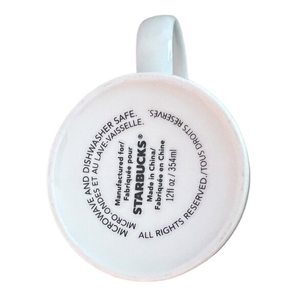 Starbucks Holiday Star Poinsettia Snowflake Coffee Mug 12 oz Red White Christmas - Picture 5 of 6